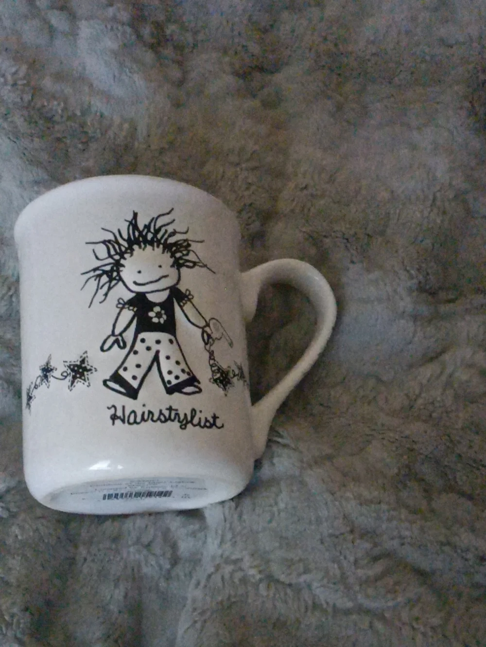 Hairstylist White Ceramic Mug - Cute Black Illustration